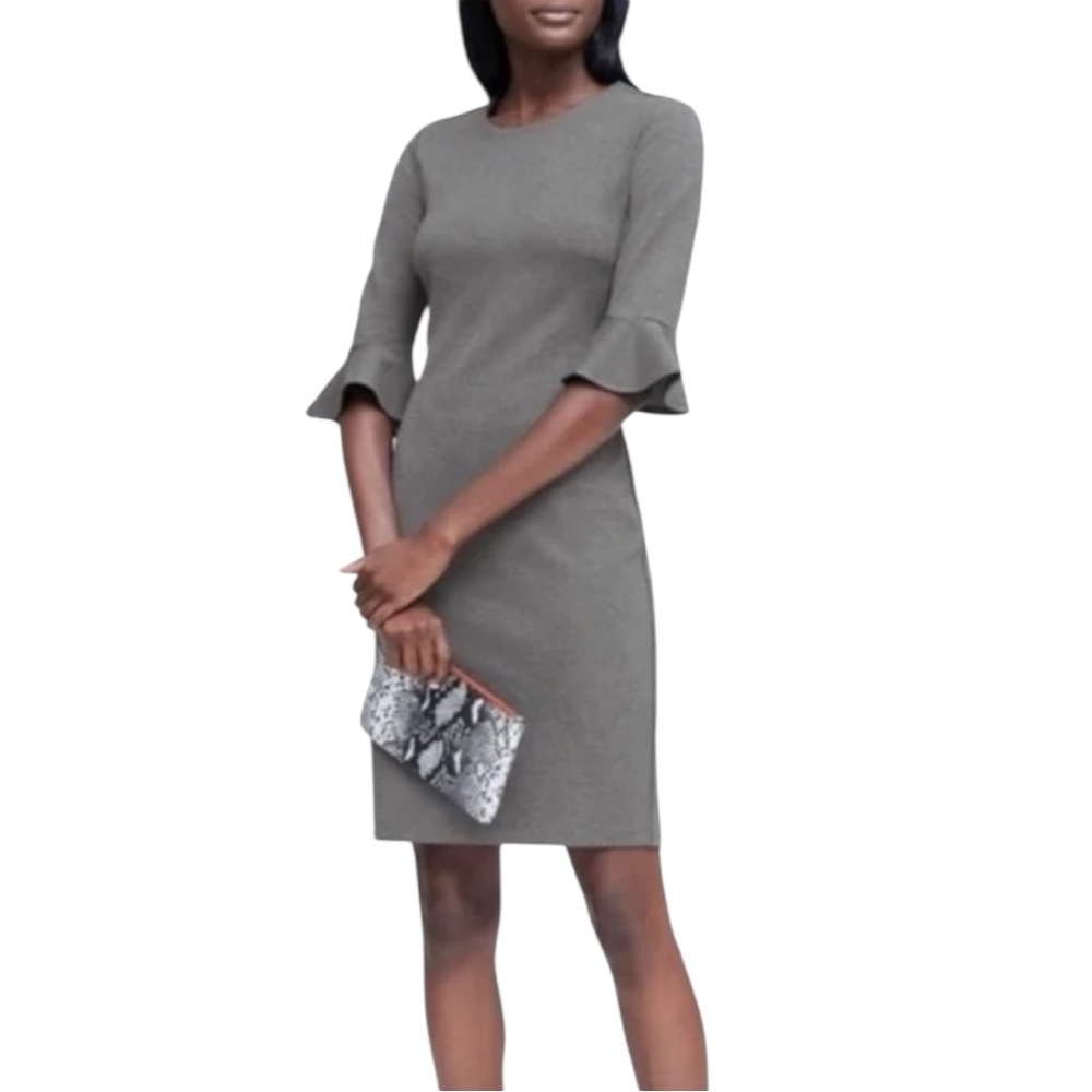 Banana Republic Gray Flutter Sleeve Shift Dress Size 2